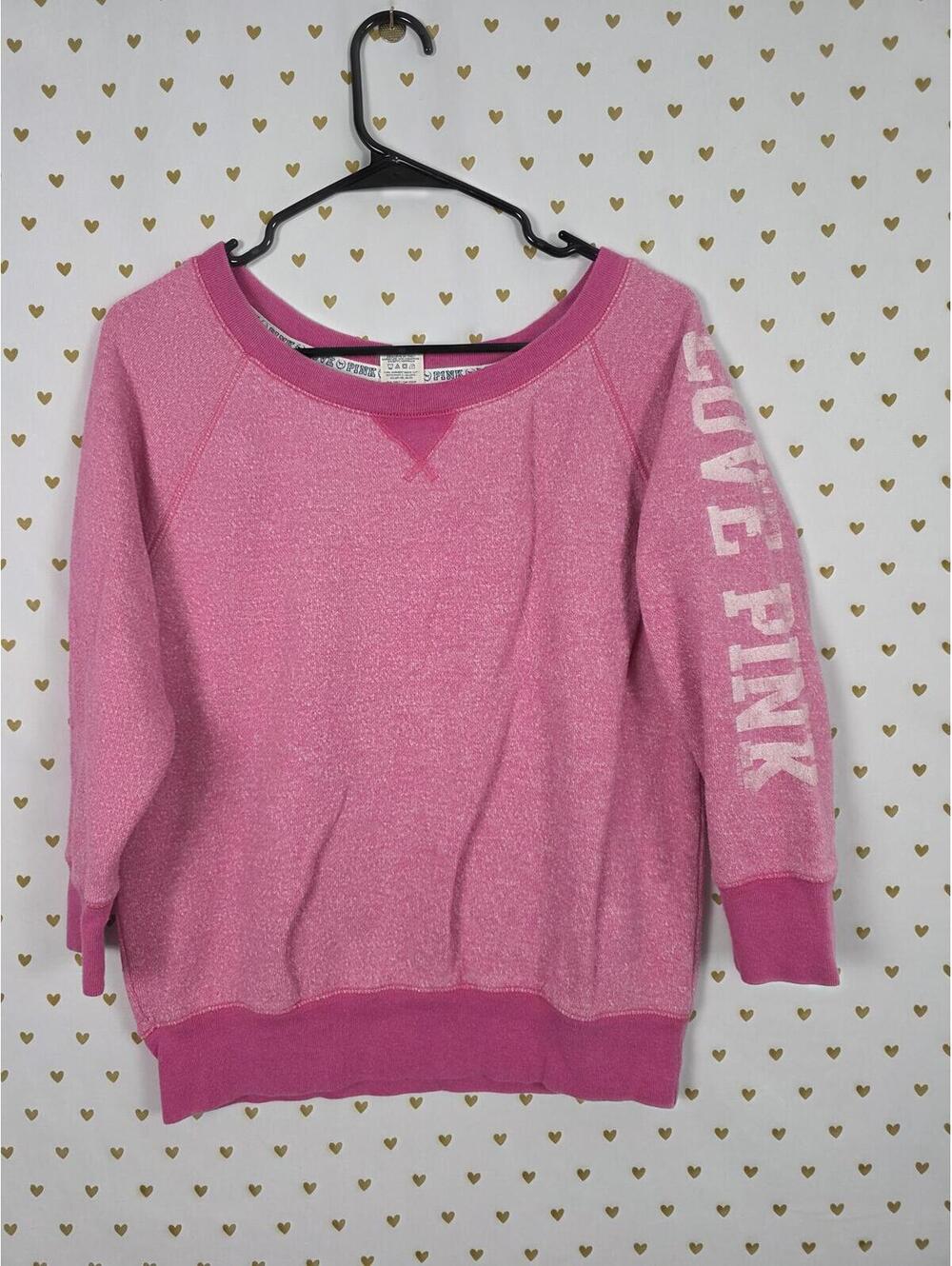 Victorias Secret Pink Love Vintage y2k Sweater Shirt MEDIUM Crew